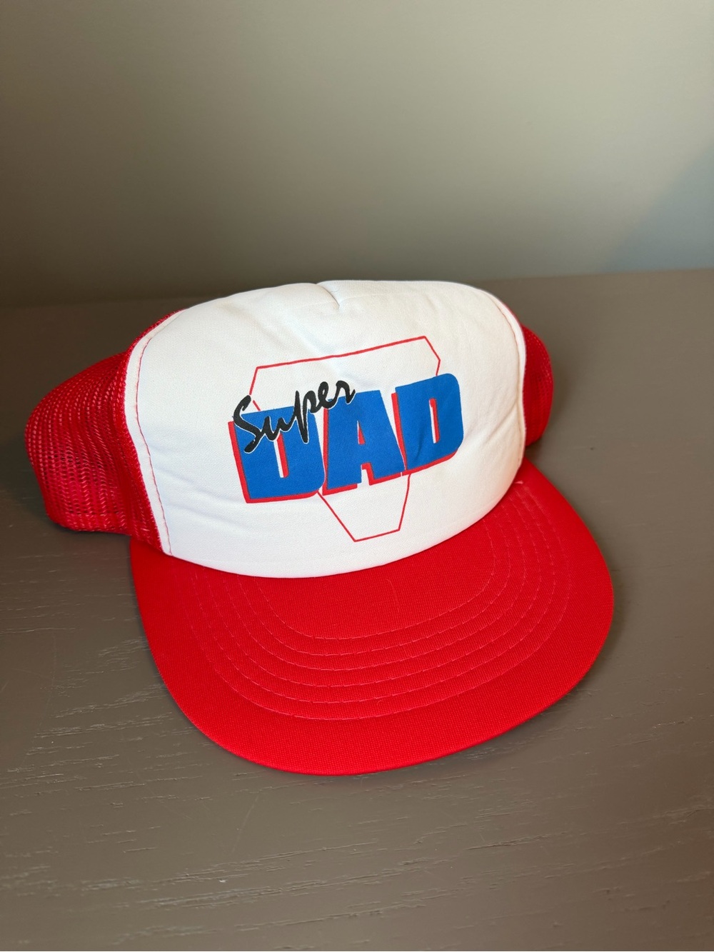 Vintage Super Dad Red & White Trucker Hat